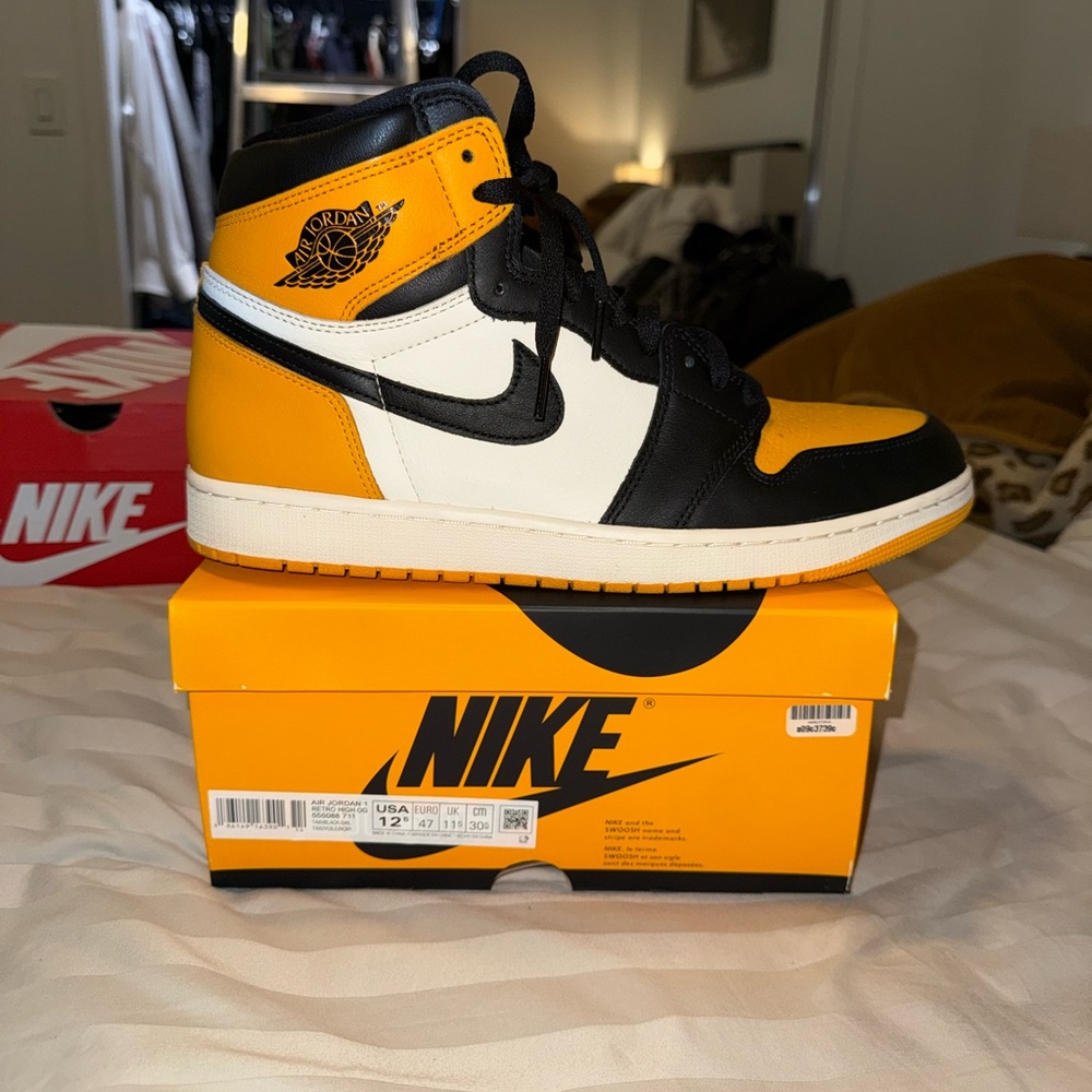 Nike High-Top Sneakers in Black, White, and Orange